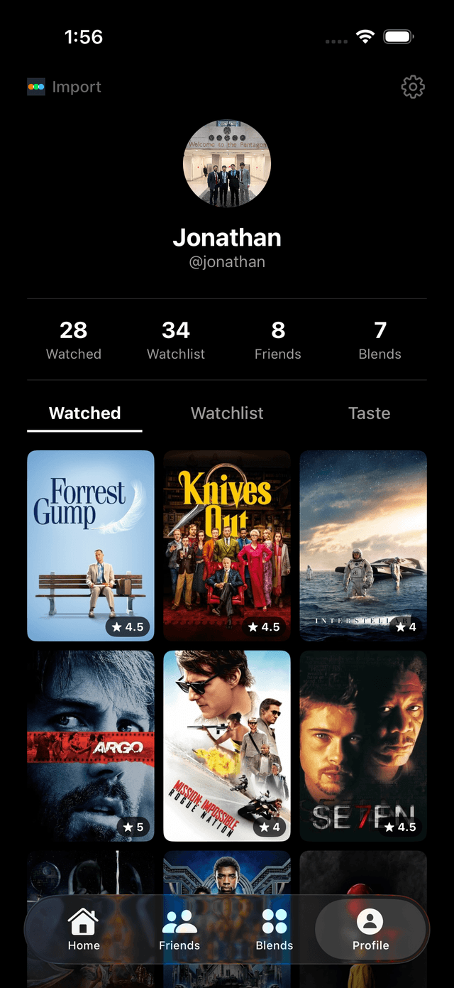 Your profile and movie collection